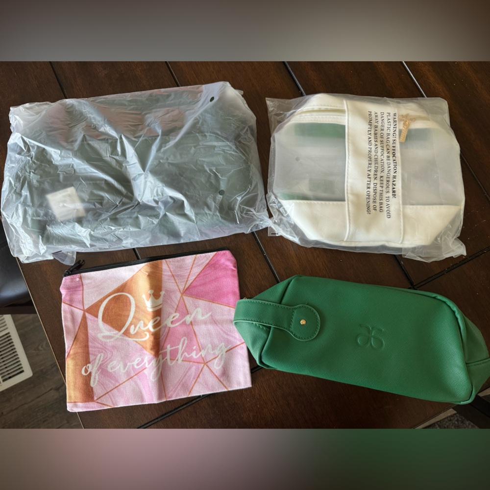 Arbonne Cosmetic Bags and Pink Cosmetic Pouch Bundle
